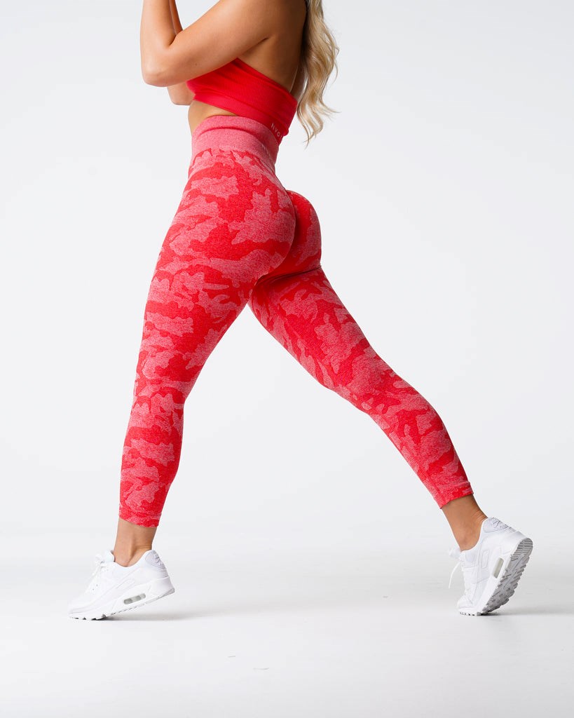 NVGTN Camo Seamless Leggings Candy Apple | 49705-ZOJR