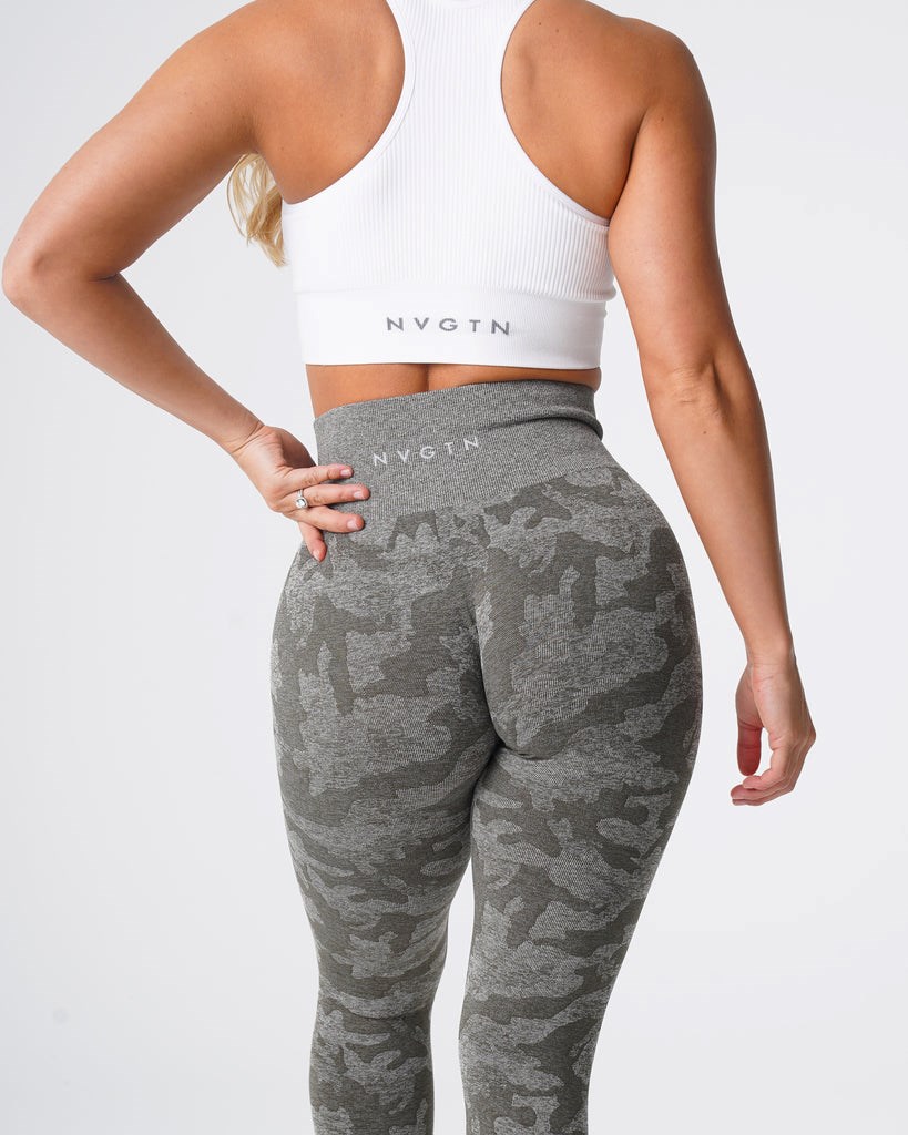 NVGTN Camo Seamless Leggings Khaki Zielone | 58107-GPVR