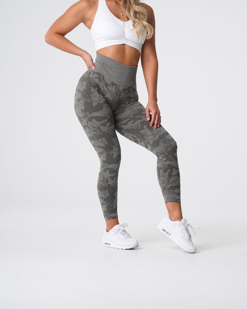 NVGTN Camo Seamless Leggings Khaki Zielone | 58107-GPVR