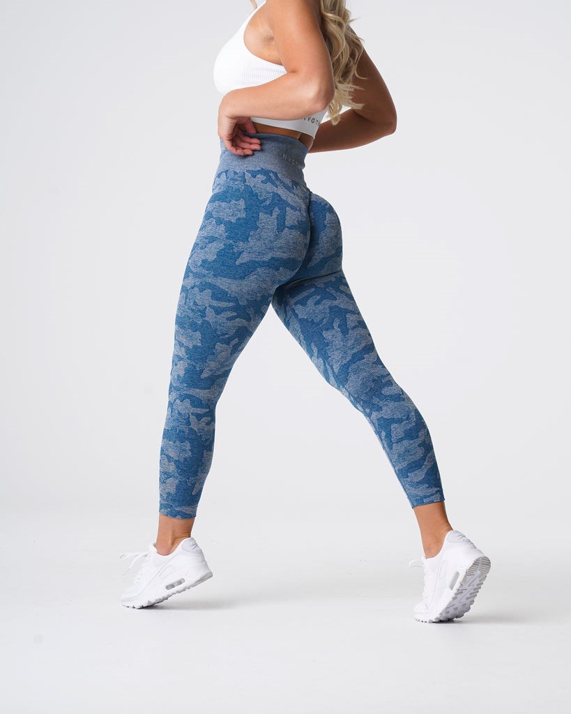 NVGTN Camo Seamless Leggings Niebieskie | 03587-YISA