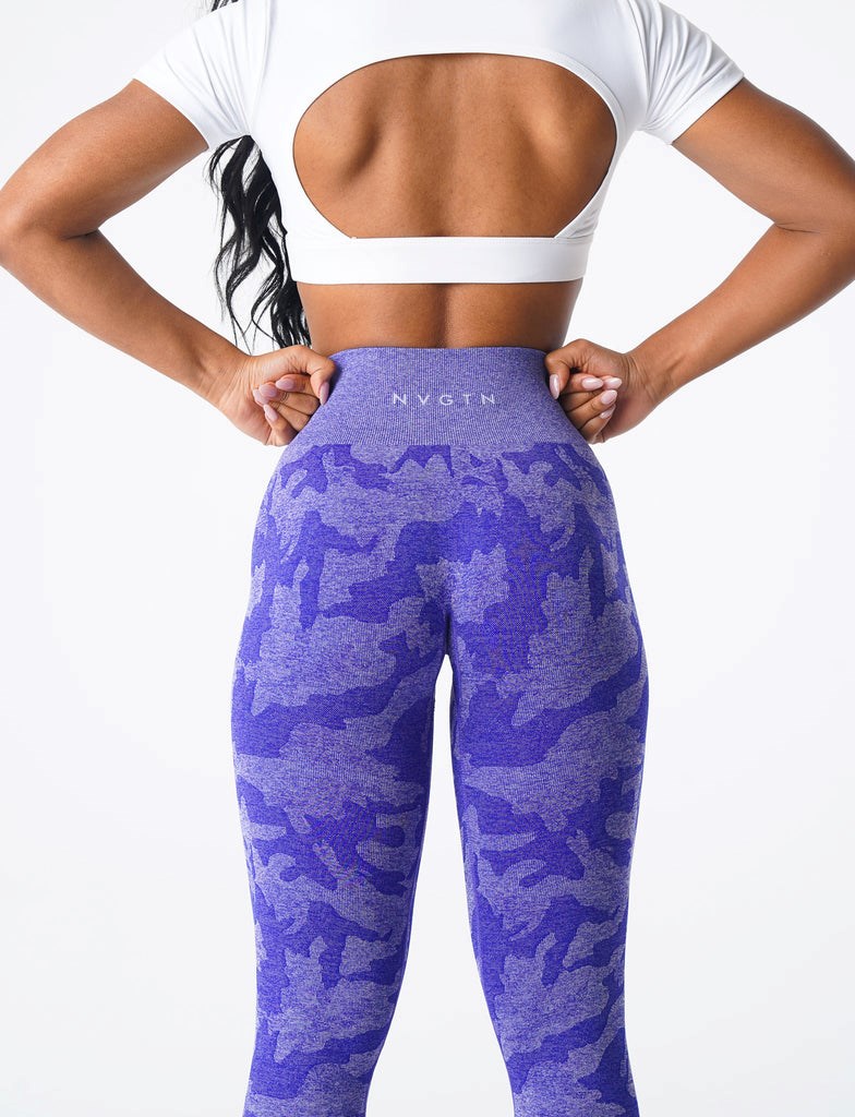 NVGTN Camo Seamless Leggings Niebieskie | 93865-ANRD