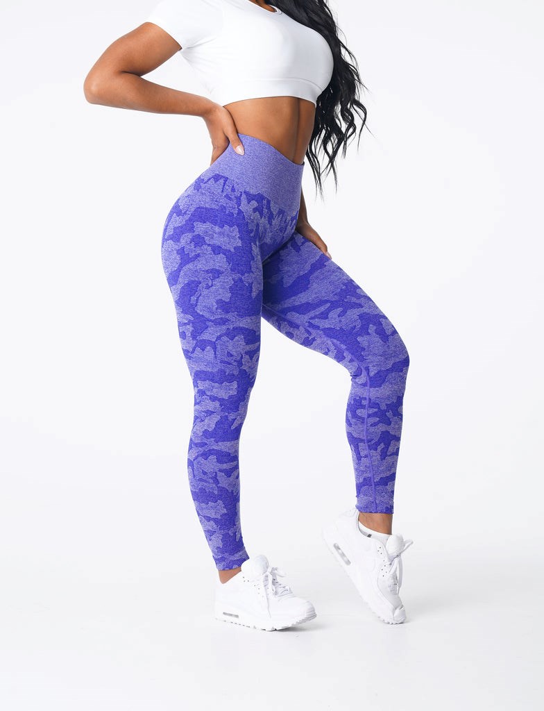 NVGTN Camo Seamless Leggings Niebieskie | 93865-ANRD