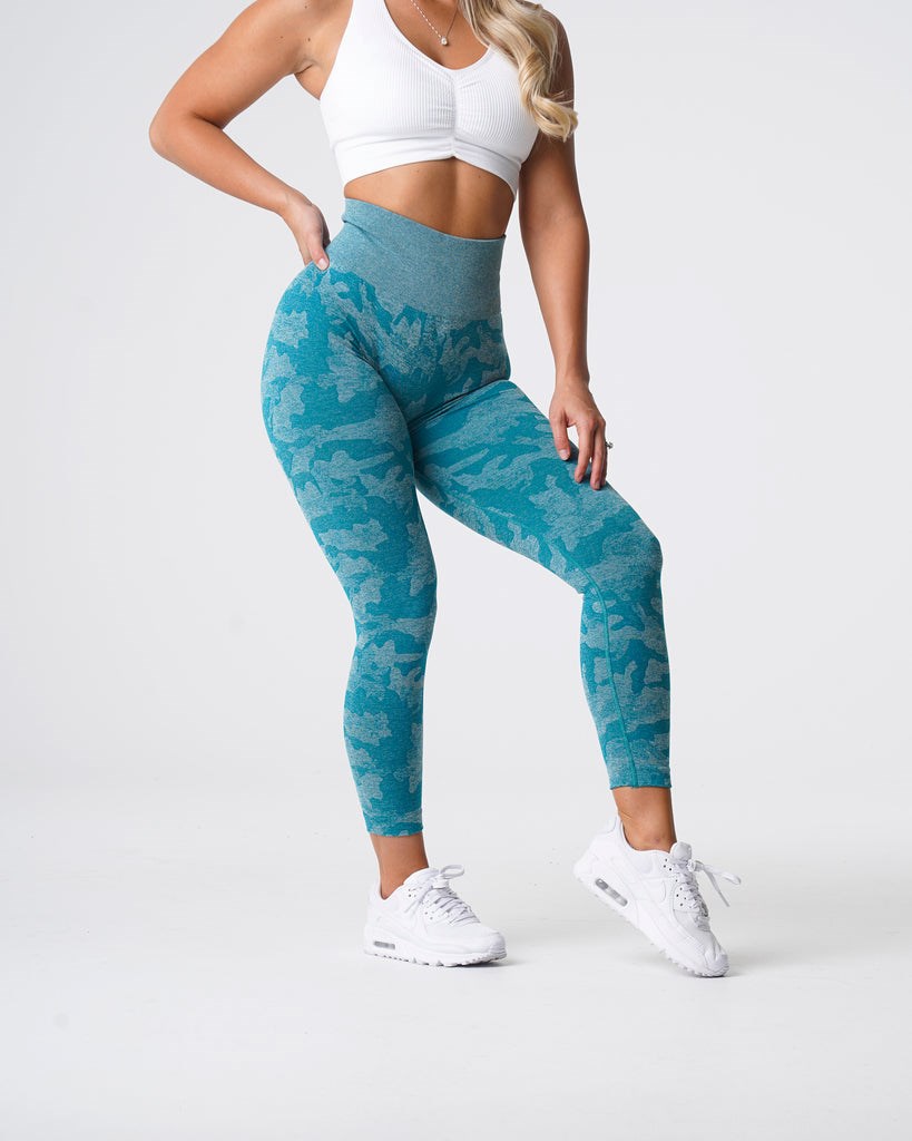 NVGTN Camo Seamless Leggings Teal | 25916-KCEZ