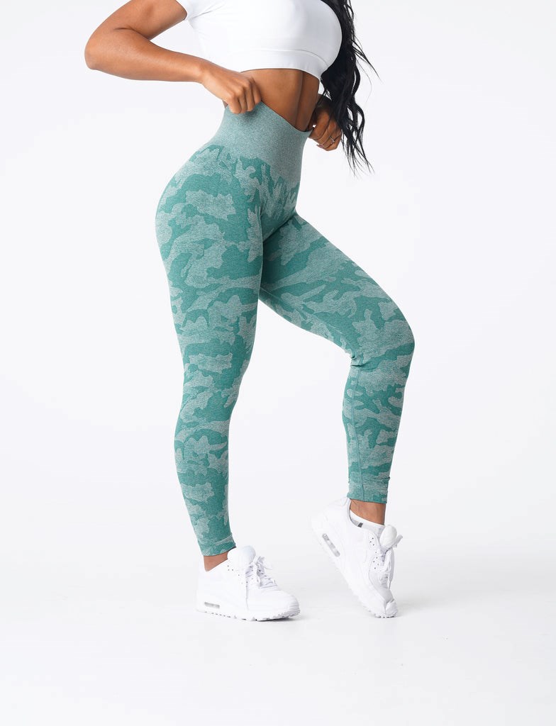 NVGTN Camo Seamless Leggings Zielone | 05689-FLPR