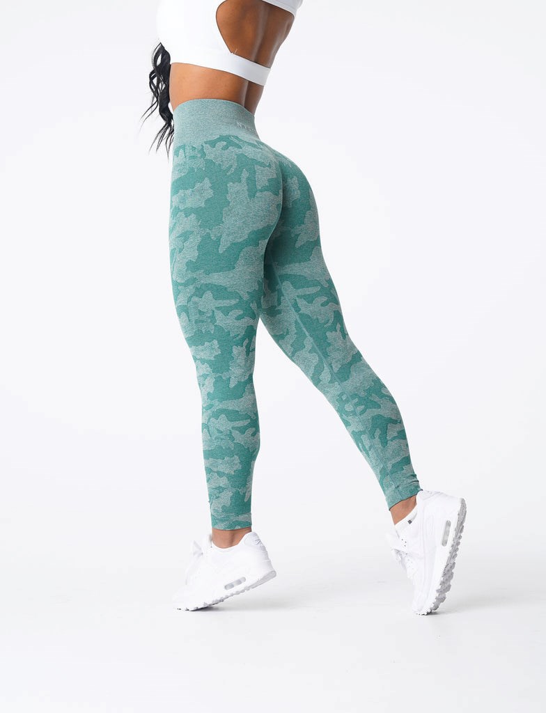 NVGTN Camo Seamless Leggings Zielone | 05689-FLPR