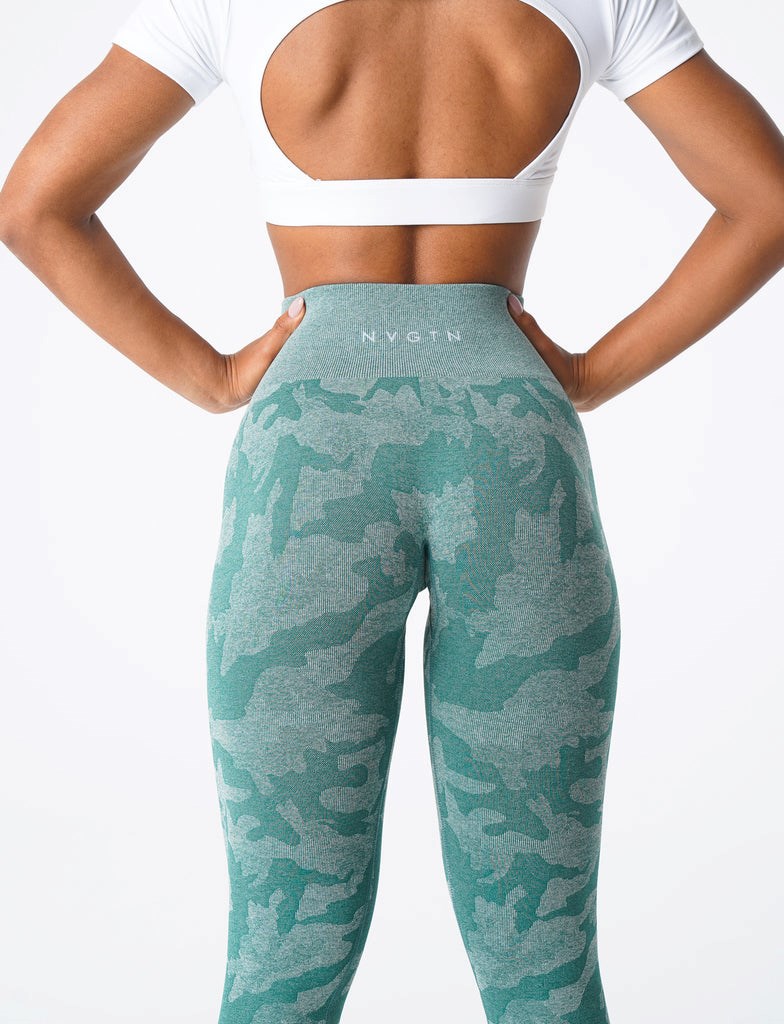 NVGTN Camo Seamless Leggings Zielone | 05689-FLPR