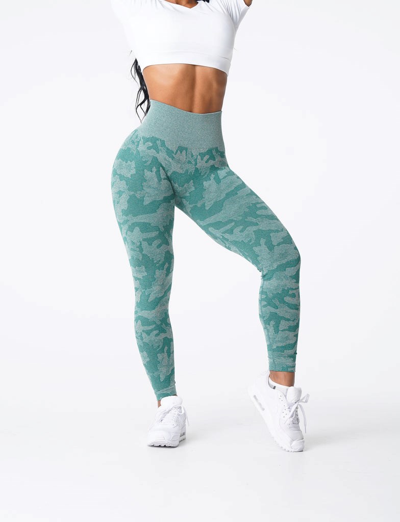 NVGTN Camo Seamless Leggings Zielone | 05689-FLPR