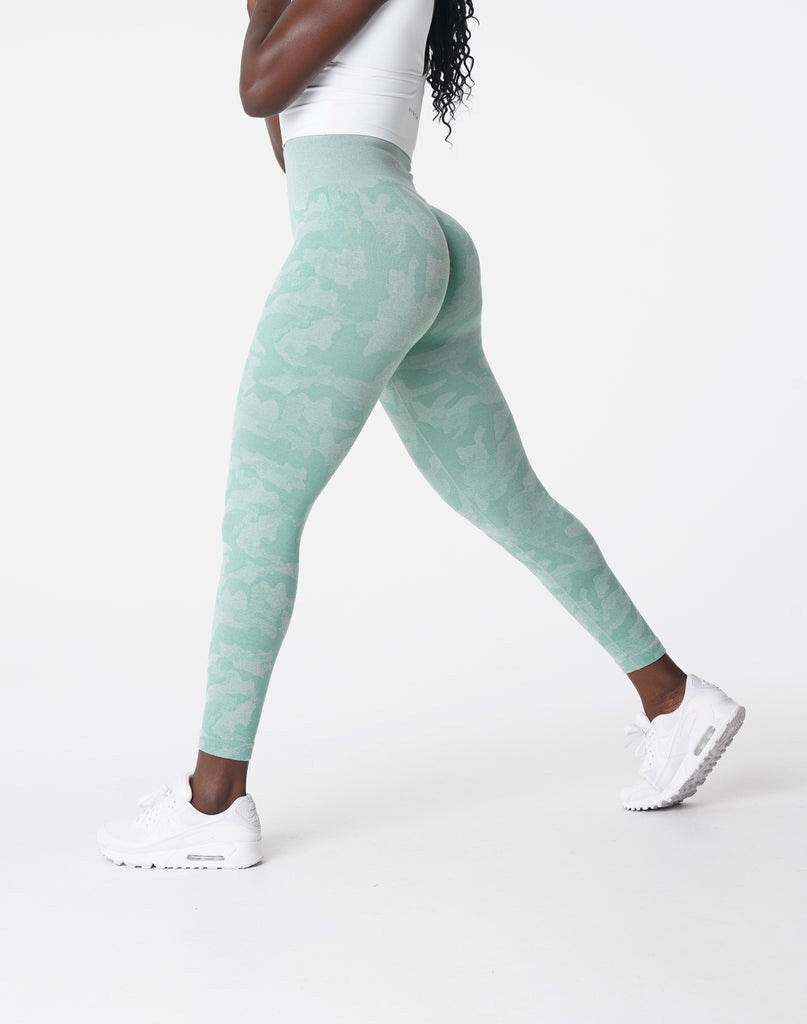 NVGTN Camo Seamless Leggings Zielone | 91462-SVMY