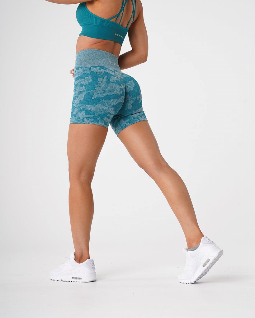 NVGTN Camo Seamless Shorts Teal | 10458-TUYE