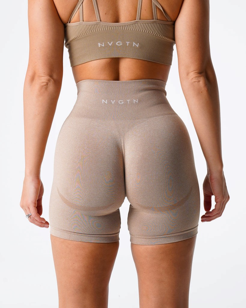 NVGTN Contour Seamless Shorts Beżowe | 82519-KNWP