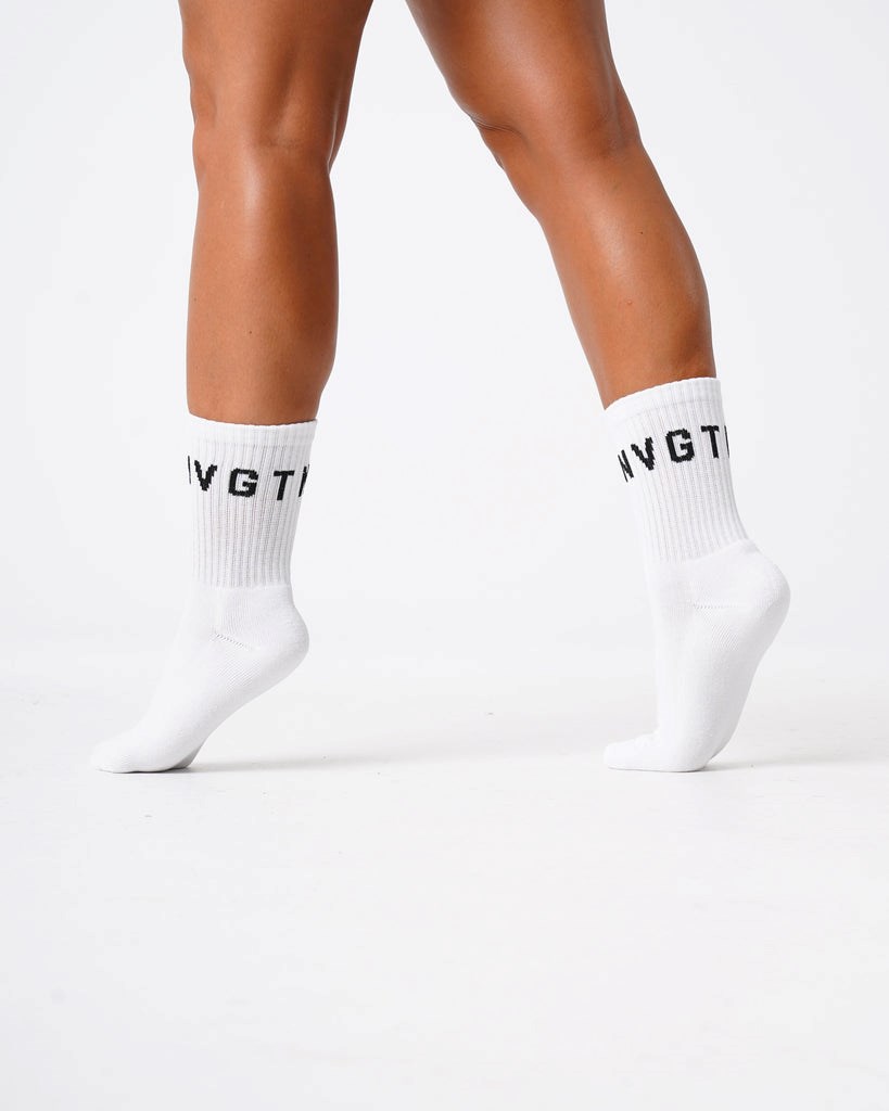 NVGTN Crew Socks Białe | 71492-NQCY