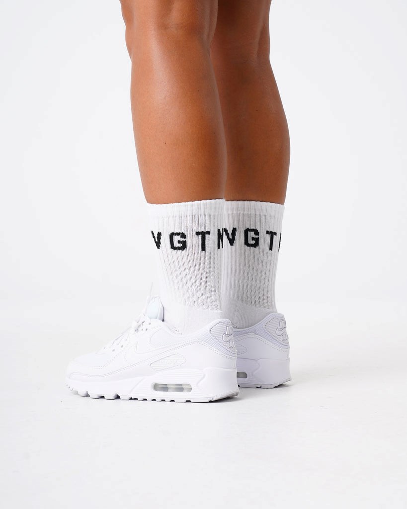 NVGTN Crew Socks Białe | 71492-NQCY