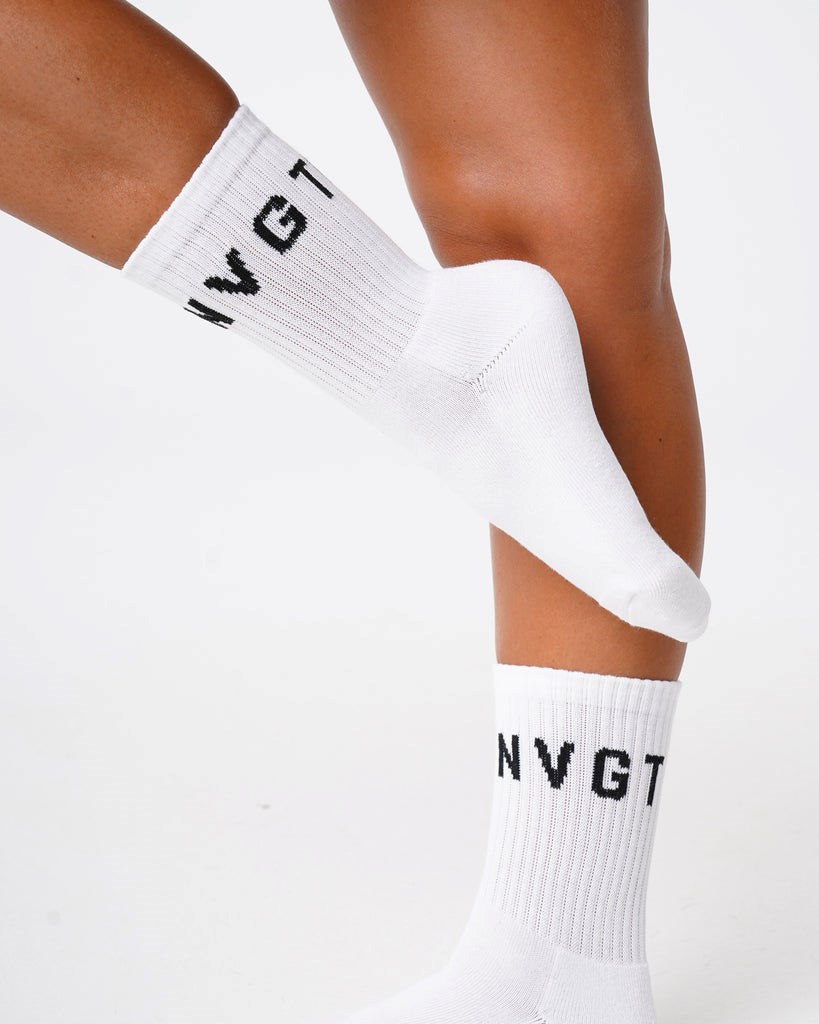 NVGTN Crew Socks Białe | 71492-NQCY