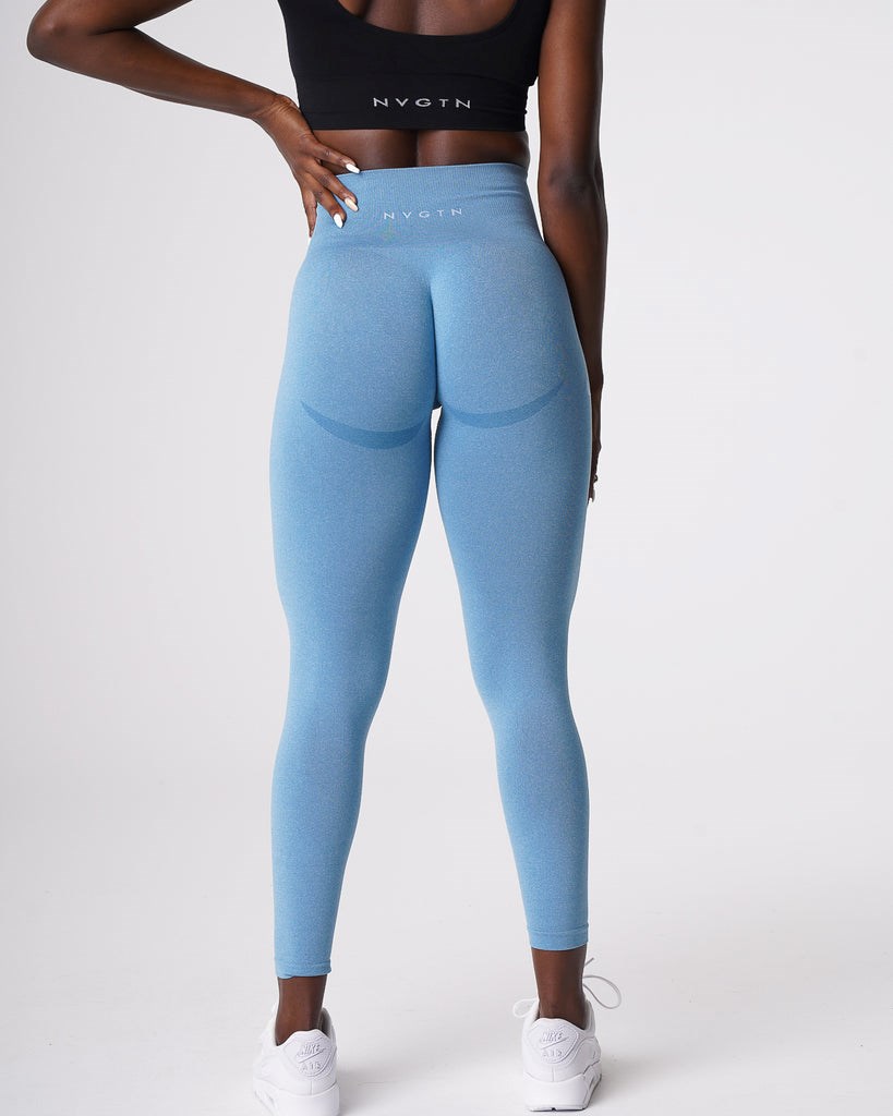 NVGTN Curve Seamless Leggings Niebieskie | 50362-YBXD