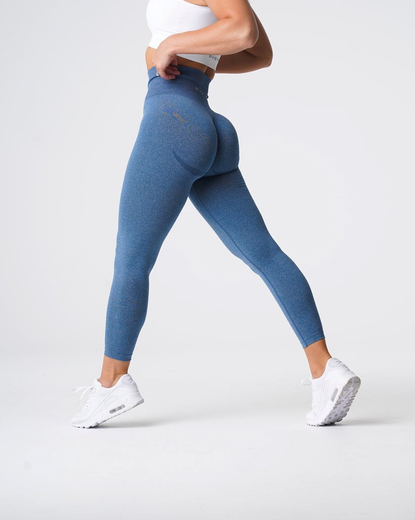 NVGTN Curve Seamless Leggings Niebieskie | 85263-HMJX