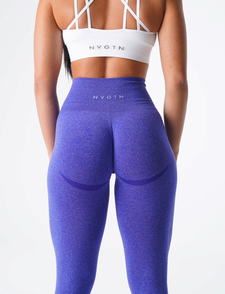 NVGTN Curve Seamless Leggings Niebieskie | 98615-MDZB