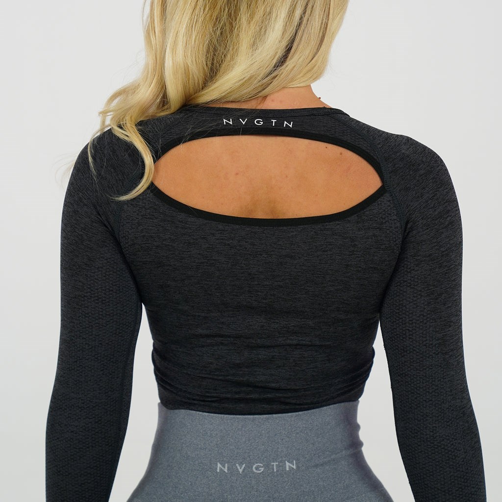 NVGTN Glimpse Long-Sleeve Crop Midnight | 67340-WTRV