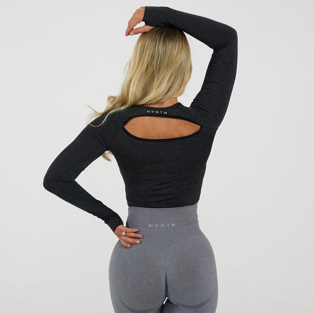 NVGTN Glimpse Long-Sleeve Crop Midnight | 67340-WTRV