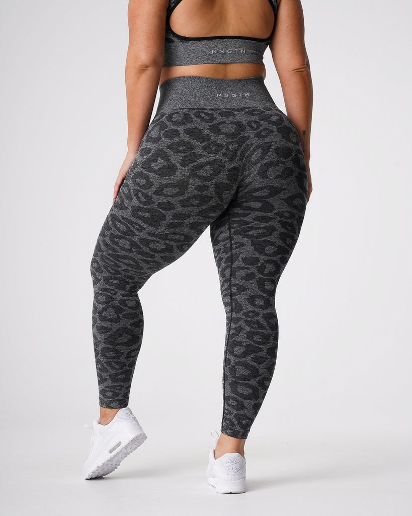 NVGTN Leopard Seamless Leggings Czarne | 68934-VHMQ