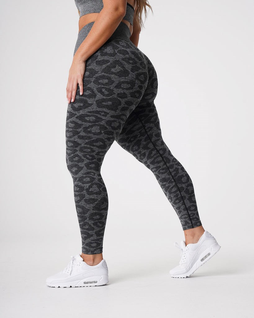 NVGTN Leopard Seamless Leggings Czarne | 68934-VHMQ