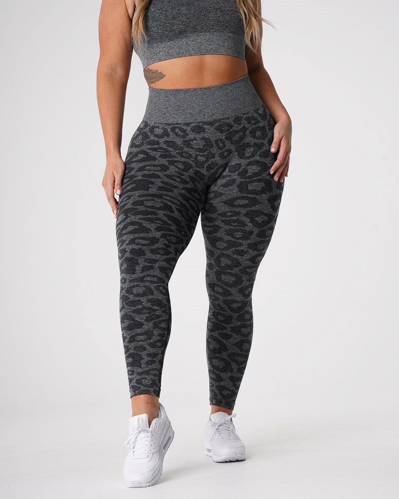 NVGTN Leopard Seamless Leggings Czarne | 68934-VHMQ