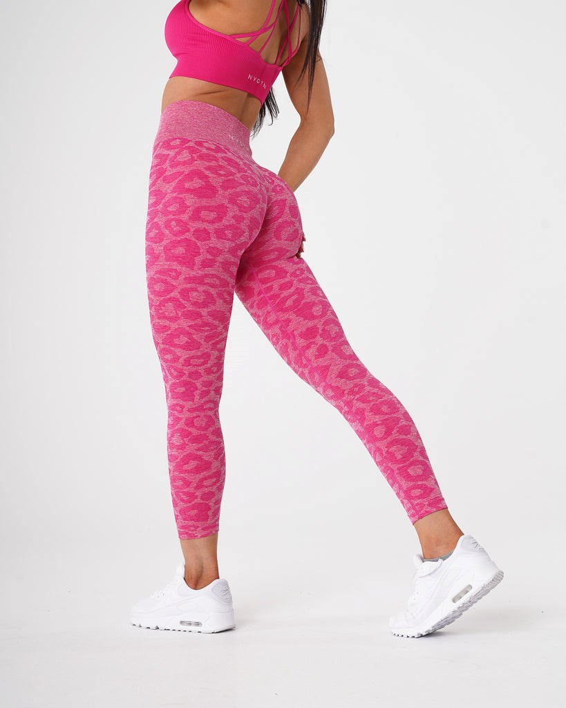 NVGTN Leopard Seamless Leggings Fuksja | 89042-NLXP