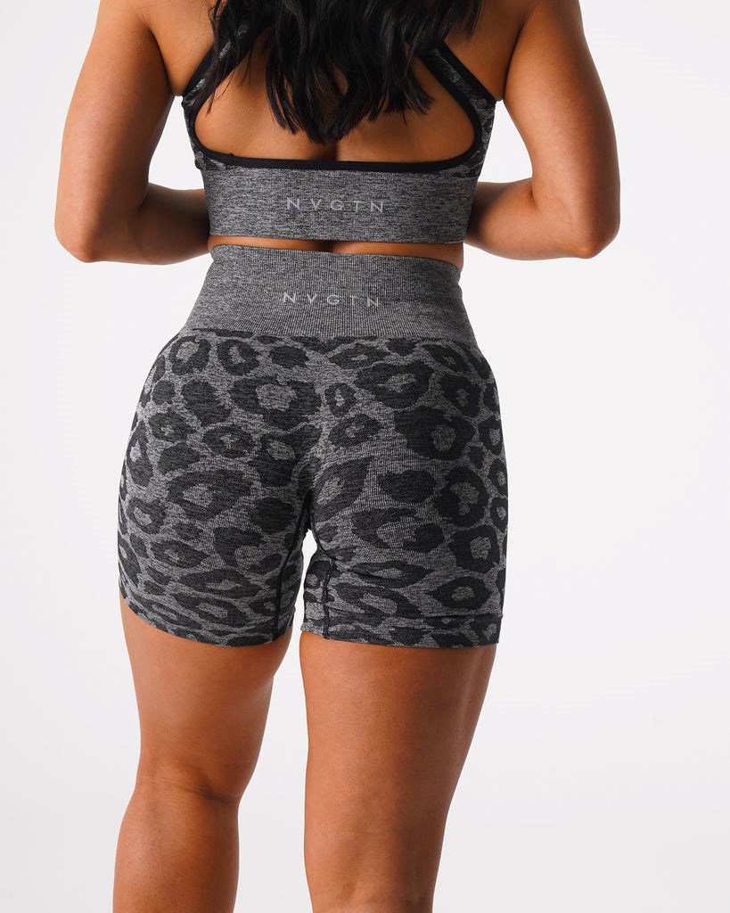 NVGTN Leopard Seamless Shorts Czarne | 84312-GDLT