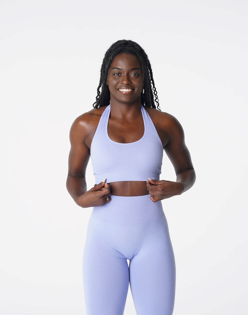 NVGTN Limitless Żebrowany Seamless Halter Bra Periwinkle | 04869-IMJZ