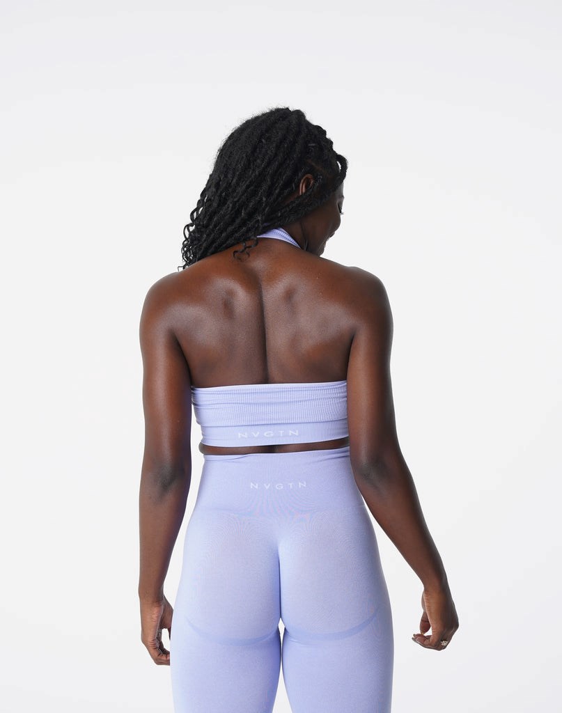 NVGTN Limitless Żebrowany Seamless Halter Bra Periwinkle | 19362-GQUZ