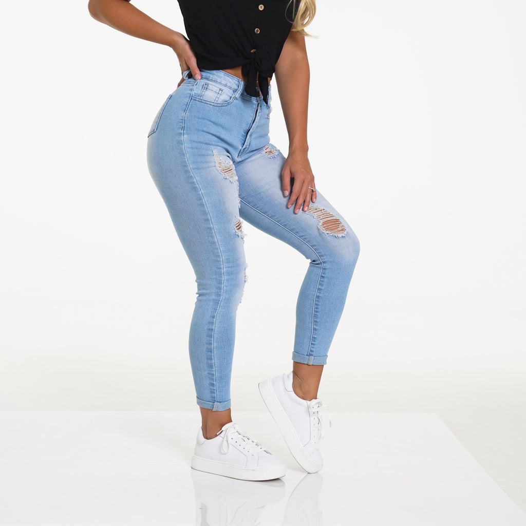 NVGTN Navishape Ripped Jeans Głęboka Niebieskie | 67435-YLSD