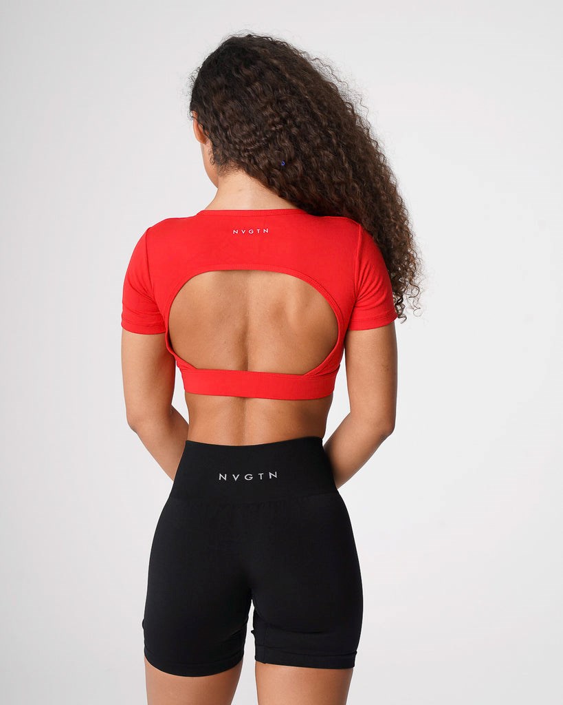 NVGTN Open Back Tee Scarlet | 51890-SIEC