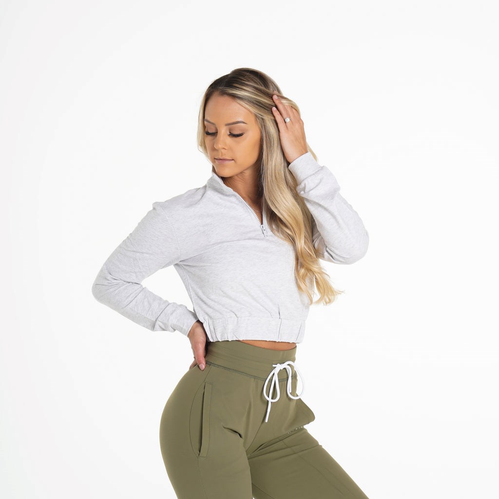 NVGTN Power Cropped Pullover Głęboka Szare | 28049-EIDA