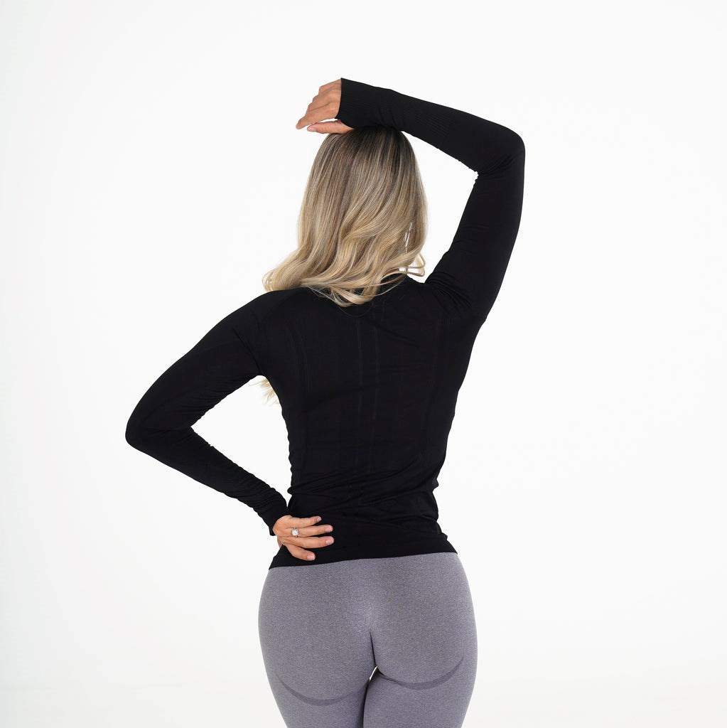 NVGTN Shape Seamless Long-Sleeve Top Czarne | 53270-VPFK