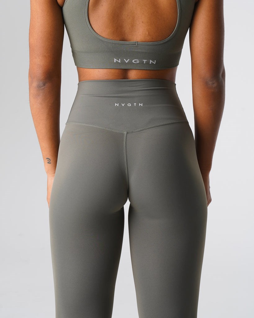 NVGTN Signature 2.0 Leggings Khaki Zielone | 47580-IGVK