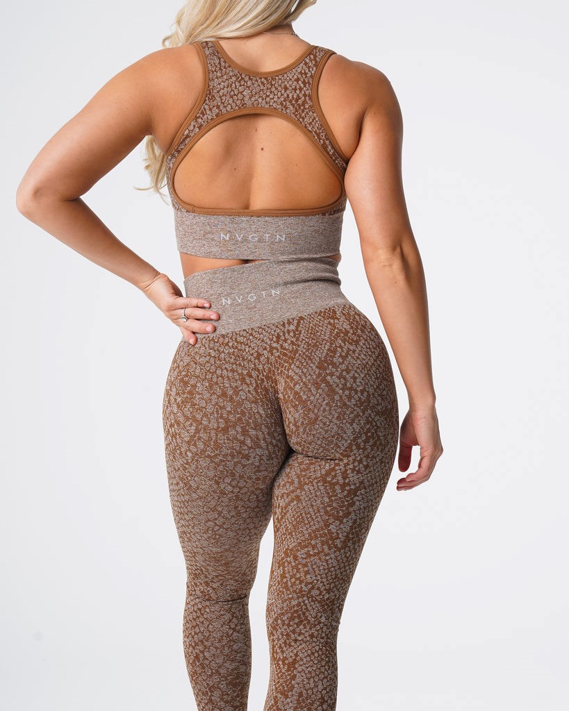 NVGTN Snakeskin Seamless Leggings Mocha | 42359-IBNU