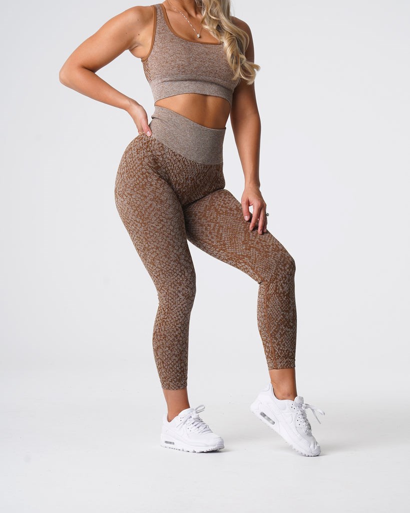 NVGTN Snakeskin Seamless Leggings Mocha | 42359-IBNU