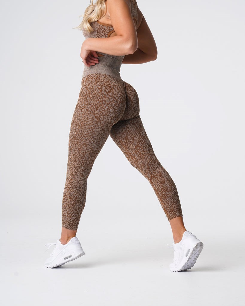 NVGTN Snakeskin Seamless Leggings Mocha | 42359-IBNU