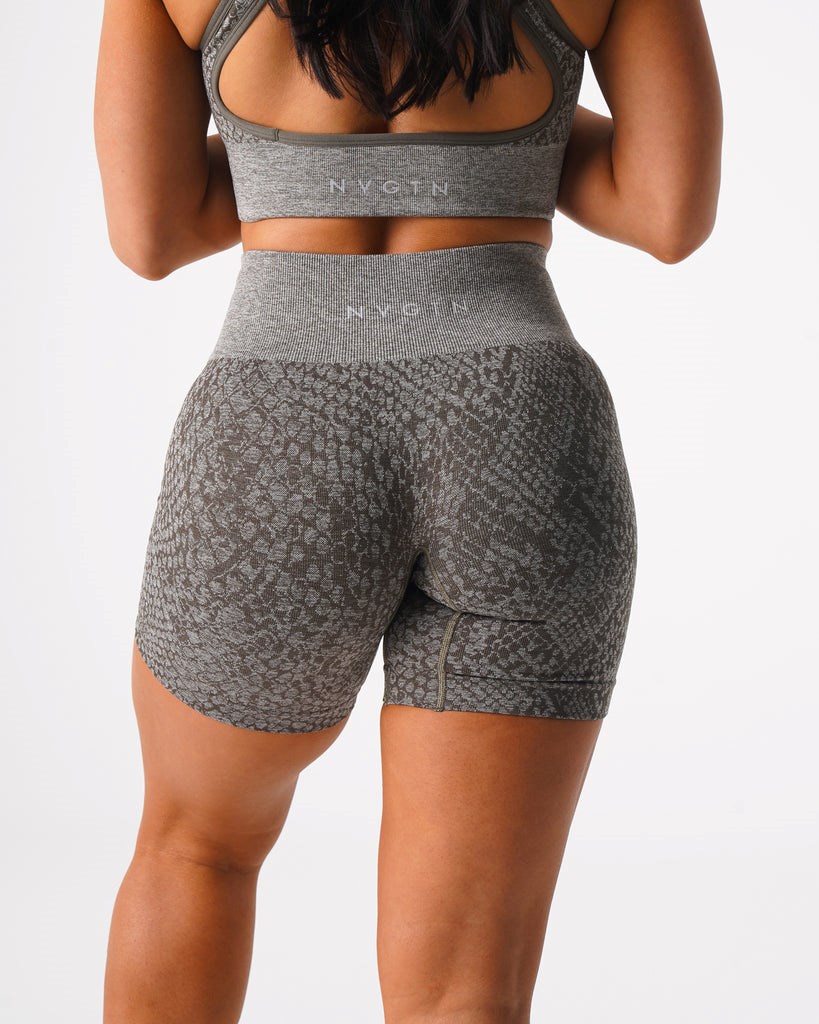 NVGTN Snakeskin Seamless Shorts Khaki Zielone | 87160-HBJY