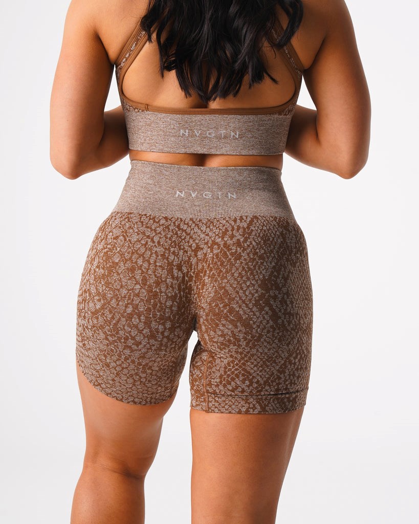 NVGTN Snakeskin Seamless Shorts Mocha | 46180-HDVR