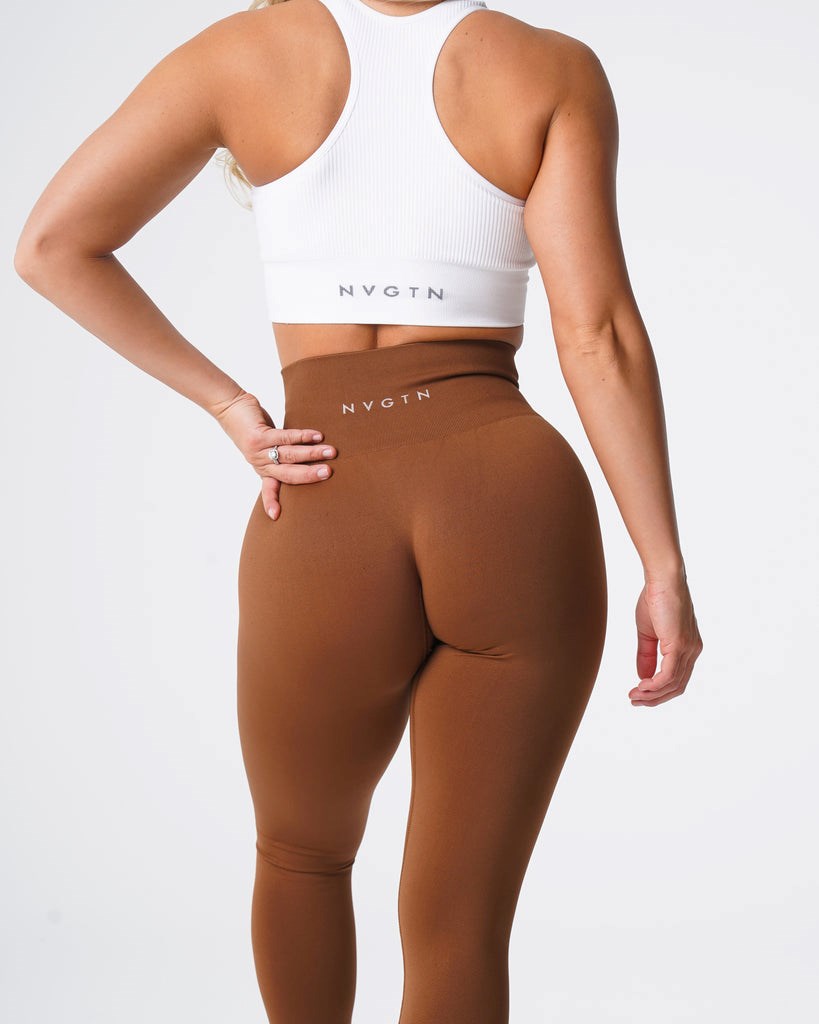 NVGTN Solid Seamless Leggings Caramel | 06185-UIKA