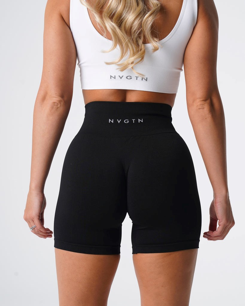 NVGTN Solid Seamless Shorts Czarne | 93054-YAQU