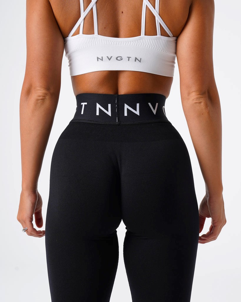 NVGTN Sportowe Seamless Leggings Czarne | 46082-OCLF