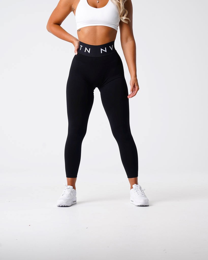 NVGTN Sportowe Seamless Leggings Czarne | 46082-OCLF