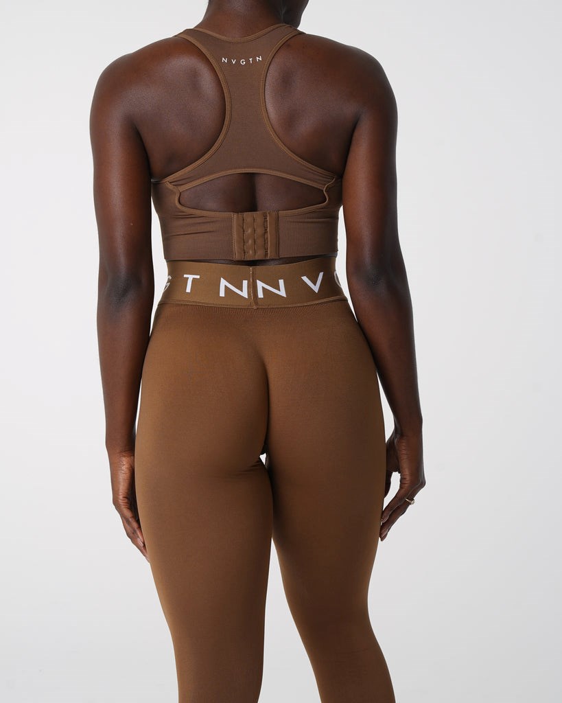 NVGTN Sportowe Seamless Leggings Mocha | 92136-CRWI