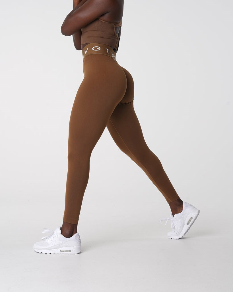 NVGTN Sportowe Seamless Leggings Mocha | 92136-CRWI