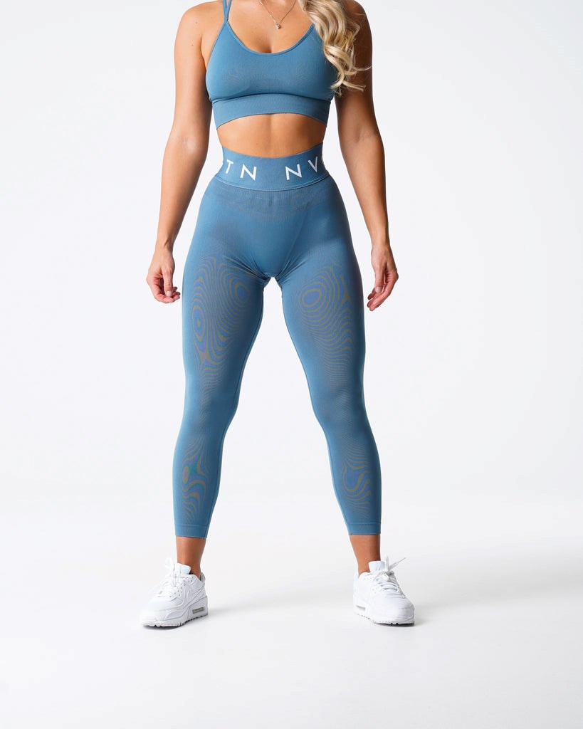 NVGTN Sportowe Seamless Leggings Niebieskie | 02754-MEBG