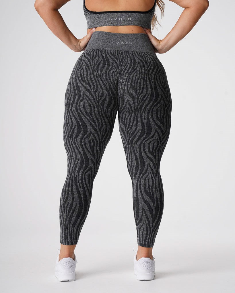 NVGTN Zebra Seamless Leggings Czarne | 42179-QCNK