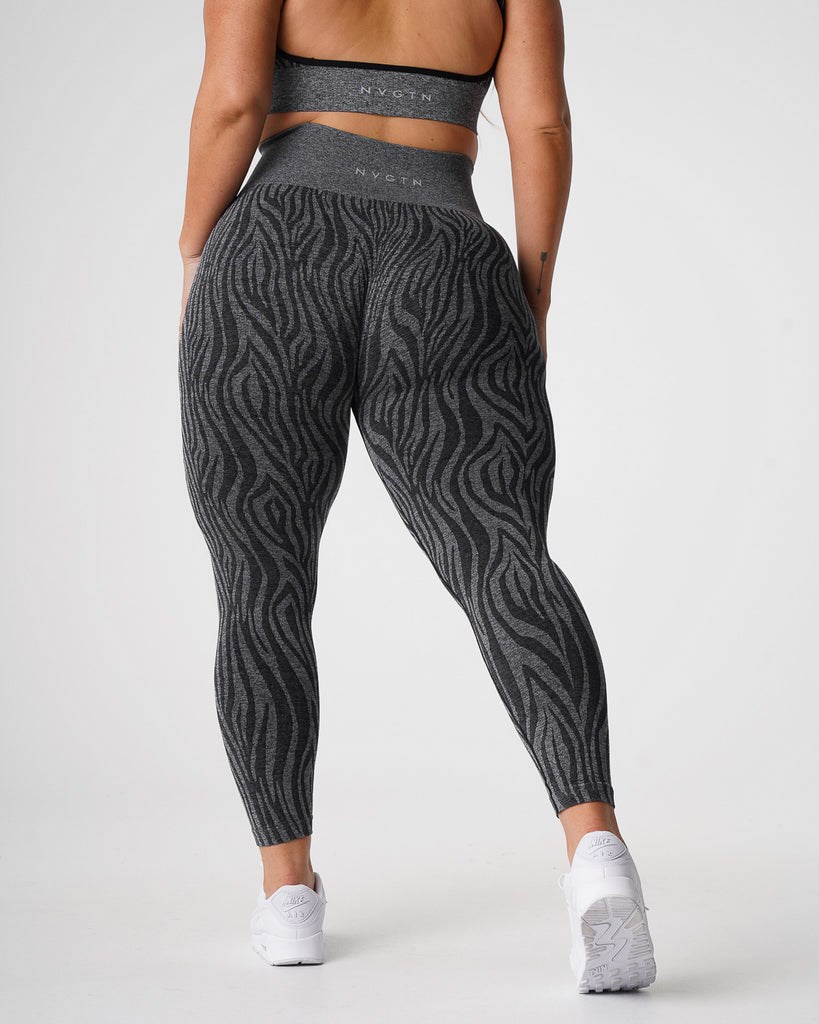 NVGTN Zebra Seamless Leggings Czarne | 42179-QCNK