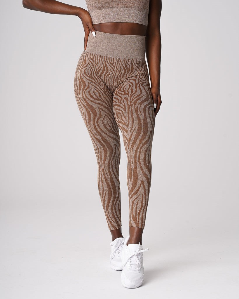 NVGTN Zebra Seamless Leggings Mocha | 41250-MIRE