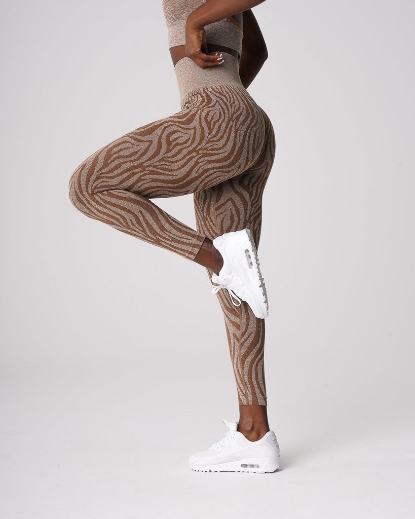 NVGTN Zebra Seamless Leggings Mocha | 41250-MIRE